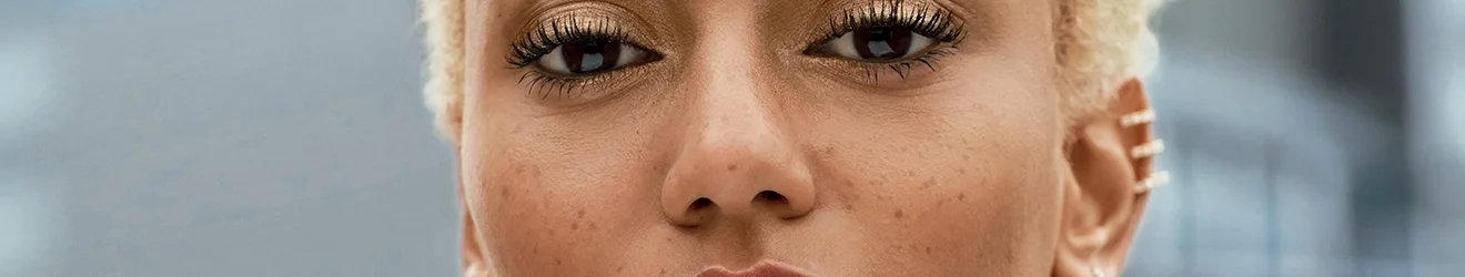 Maybelline BB Cream products illustrative banner image - close up of top part of a woman's face